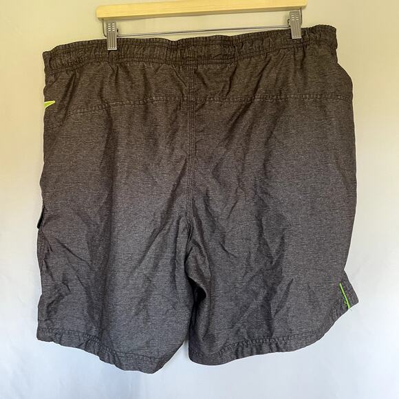 Speedo gray neon green swim trunks men's shorts size XL pockets elastic waist - Picture 5 of 8